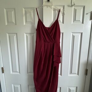 Simple Asymmetrical Burgundy Dress